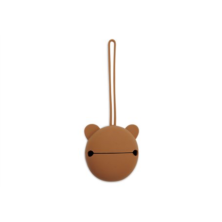 Jollein Boîte à tétine en silicone pour les déplacements - Caramel - Diamètre 7 cm - Rangement de tétine - Marron