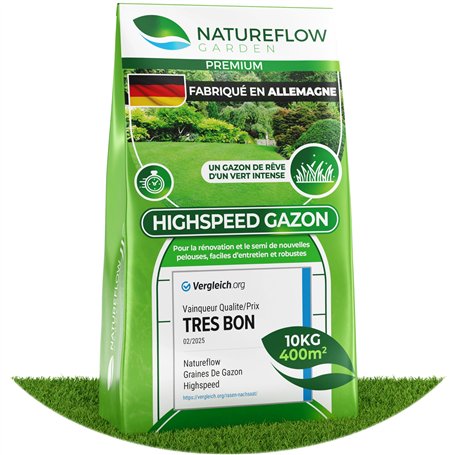 Gazon Regarnissage Rapide 10kg (400m2) - Fabriqué en Allemagne - Résistant & Autoréparation Naturelle - Pelouse Regarnissage - p