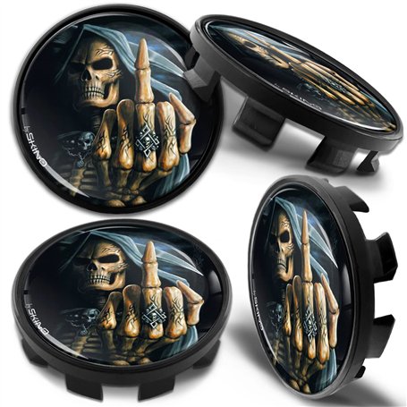 Biomar Labs Lot de 4 Cache-Moyeux Compatible avec BMW Centre de Roue 36136783536 pour Enjoliveurs Alliage Jantes Crâne Skull CB