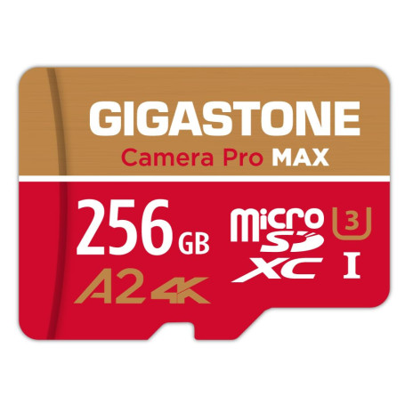 [5 Ans Récupération de données Gratuite] GIGASTONE Carte Mémoire 256 Go, Camera Pro Max, Vitesse jusqu'à 130/85 Mo/s, pour GoPro