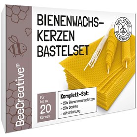 BeeCreative Kit de fabrication de bougies en cire d'abeille pour 20 bougies, 100% cire d'abeille pure, fabriquez vos propres bou BeeCreative Kit de fabrication de bougies en cire d'abeille pour 20 bougies