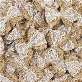 Nœuds décoratifs en toile de jute et dentelle - Blanc - Aspect rustique - Pour fête de mariage, décoration de sapin de Noël , ka Nœuds décoratifs en toile de jute et dentelle - Blanc - Aspect rustique - Pour fête de mariage