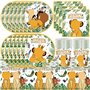 Vaisselle de Le Roi Lion 69 Pièces Décoration de Le Thème du Roi Lion Jungle Animaux Ensemble de Vaisselle de Fête avec Assiette