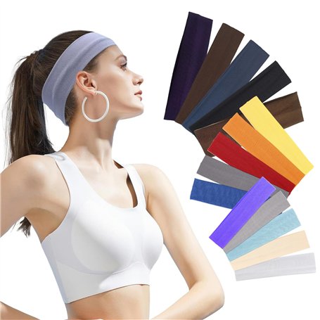 15 Pièces Bandeau Cheveux Femme Sport