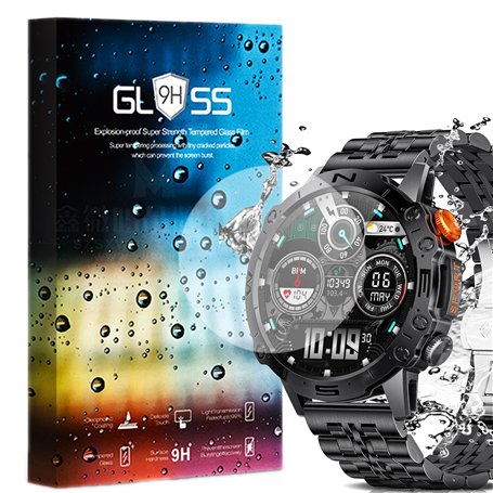 Compatible pour [3 Pièce Protector] 9H Protection Ecran en Verre Trempé Compatible pour ESFOE Montre Connectée Homme 1