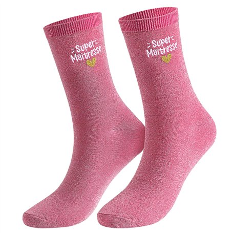 BOFUNX Chaussettes Paillettes Femme Super Maîtresse Chaussettes Socquettes Rose d’amour Respirant Anniversaire Fête Noël Cadeau