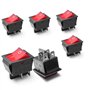 Switian 6 Pcs Lumière On/Off DPST bateau Interrupteur à bascule 16A/250 V/20A 125 V AC 4 Broches Rouge