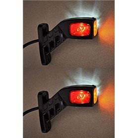 VNVIS Lot de 2 feux de position latéraux LED 12V / 24V Fixation au châssis pour camions et camions bennes - Rouge/Blanc/Orange