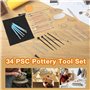 Bafumiu Set de 34 Outils de Modelage, Kit Argile, Outils de Poterie pour Argile, Kit de Poterie avec Sac de Rangement, Outils Ar