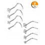 Mudder 20 Gauge Anneaux de Nez Courbés Bague du Nez Vis de Zircon Piercing Bijoux pour Le Corps, et L Bend Forme, 8 Pièces, Acie