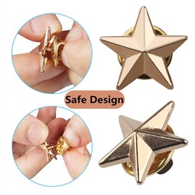 Chudian 30 pièces Badge étoile, Broche étoile en métal pour la décoration de vêtement, épingle en étoile pour la commémoration d