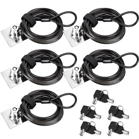 NouveLife Lot de 5 Antivol Ordinateur Portable Câble Antivol PC Câble de Sécurité Autocollant 3M Résistant Longueur de Câble de