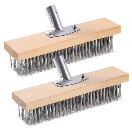 Lot de 2 balais en fil d'acier de 30 cm avec support en métal robuste