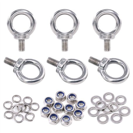 Swpeet 36 pièces Anneau de levage M8 Filetage mâle en acier inoxydable 304 Boulon à œil kit