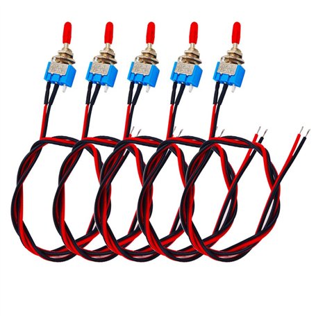 senvenelec 5pcs mini commutateur à bascule avec 30cm pré-câblé