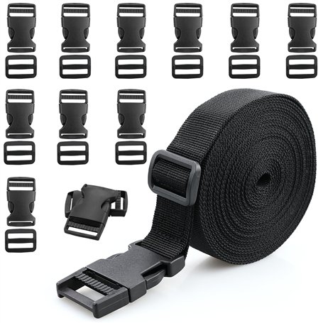 Sangle en Nylon de 25 mm x 5 m avec 10 Paires de Boucles