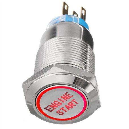 Mintice 19mm Rouge LED 12V Interrupteur à Bascule Bouton Poussoir Voiture Métal Interrupteur Momentané Lumière Intérieure Engine