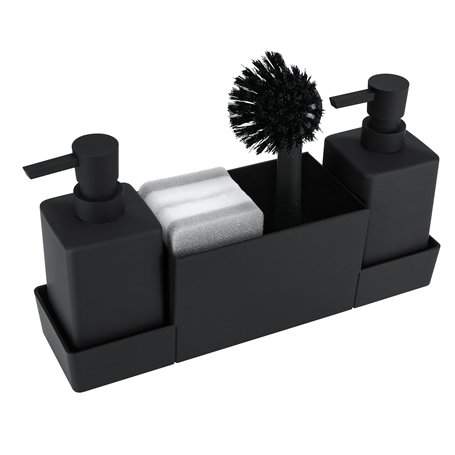 Pavlleen Distributeur de Savon de Cuisine avec Porte-éponge pour évier