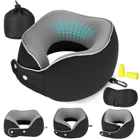 KIMIGO Oreiller de Voyage Ergonomique en Mousse à Mémoire – Coussin de Voyage