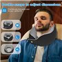 KIMIGO Oreiller de Voyage Ergonomique en Mousse à Mémoire – Coussin de Voyage,Soutien Cervical 360° Réglable pour Avion/Voitur