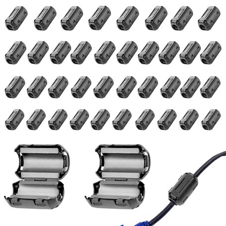 UQTUKO Lot de 40 noyaux de ferrite pour câbles - Anneau de ferrite pliable - Noyau de ferrite - Pour câble RFI