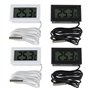 BOJACK 4 Pcs Thermomètre Réfrigérateur Thermomètre LCD Numérique avec Sonde Étanche pour Réfrigérateur Congélateur Aquarium Ther