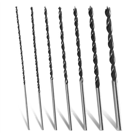 Lot de 7 forets à bois hélicoïdaux longs de 30 cm - Professionnels - Foret hélicoïdal à bois - Extra tranchants - Diamètre : 4 m