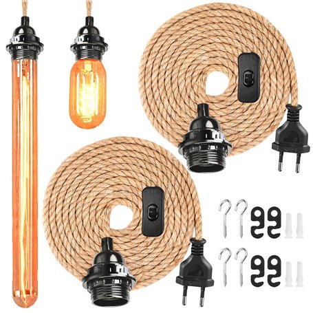 GOMETY Lot de 2 lustres suspendus avec interrupteur et fiche