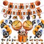 Doyomtoy Lot de 38 ballons de basket-ball d'anniversaire Bannière d'anniversaire Ballon en aluminium Décoration de fête de baske