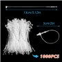 iTYOOS Lot de 1000 fils de sécurité pour étiquettes - Transparent - Étiquettes en plastique - Étiquettes de sécurité - Étiquette