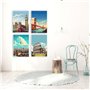 DCIDBEI 30x40CM 4 Lot Diamond Painting Paysage Abstrait, 5D Peinture Diamant kit Complet Ville, Tableau Diamant Rond, Jeu Occasi