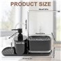 Druuzyl Distributeur de Liquide Vaisselle et Savon Cuisine 4 en 1 - Noir avec Support Éponge et Porte-Torchon, Organisateur d'Év
