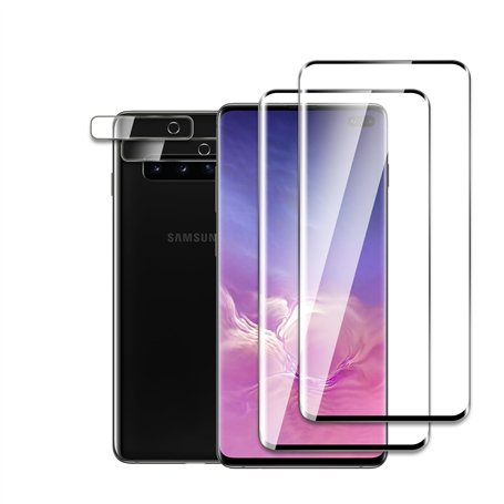 [4 Pièces] 2 Pièces Verre Trempé pour Samsung Galaxy S10 Plus avec 2 Pièces Caméra Arrière Protecteur