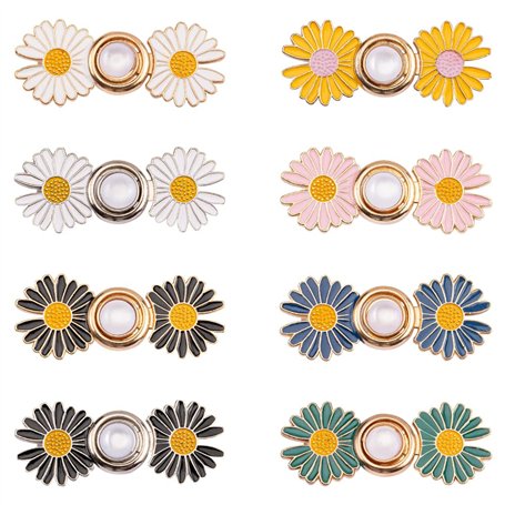 TRKETK 8 Pièces Serre-Taille Pas De Couture Nécessaire Bouton de Taille Réglable Amovible Bouton de Taille du Pantalon Daisy Con