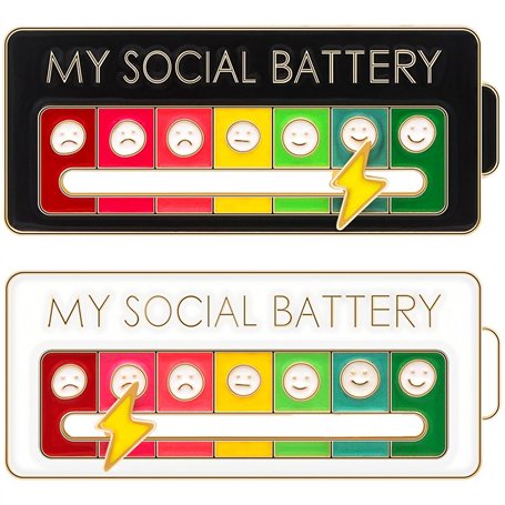 Lot de 2 broches « My Social Battery »