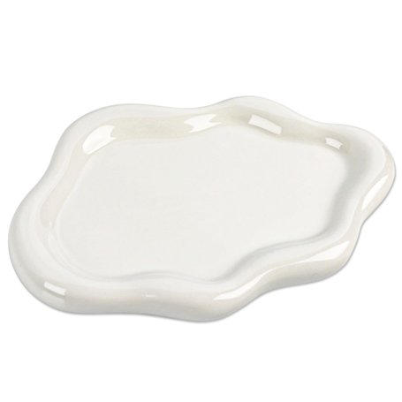 Gxhong Plateau en céramique nuages - Plateau à bijoux en céramique blanche - Plateau à bijoux pour femmes - Forme de nuage irrég