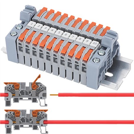10 Pièces Bornier Rail Din 0