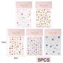 5 Feuilles 3D Fleur Stickers Ongles Nail Art