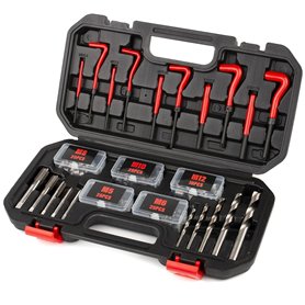 FOURROBBER 131 Pièces Kit de réparation de filetage,131 Pcs Kit Filet Insertion de Fil Foret Gaines Métrique Helicoil inserts M5 FOURROBBER 131 Pièces Kit de réparation de filetage