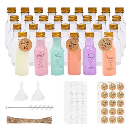 Lot de 30 mini bouteilles de liqueur en plastique réutilisables de 50 ml