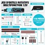 DURATECH Outil Rotatif Multifonction sans Fil 12V avec 118 Accessoires, 7 Réglages de Vitesse Variable 5000-35000 tr/min, pour M