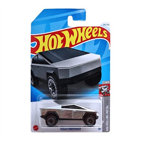 Hot Wheels Tesla Cybertruck - HW Rolling Metal 4/5 - HTB55 - Carte courte - ZAMAC - Mattel 2024 - 1:64