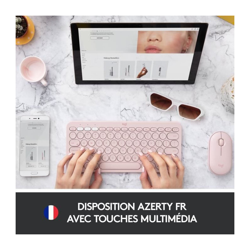 Image secondaire de Logitech K380 Multi-Device clavier Bluetooth Azerty Français Rose