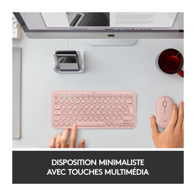 Image secondaire de Logitech K380 for Mac Multi-Device Bluetooth Keyboard clavier Azerty Français Rose