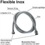 Flexible de douche - ROUSSEAU - Écrous métal - Sertis de sécurité - Longueur 2 m - Inox chromé simple agrafage