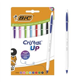 BIC Cristal Up Stylos-bille Pointe Large (1,2 mm) avec corps bicolore - Encres classiques et fantaisie de couleurs assorties, pa BIC Cristal Up Stylos-bille Pointe Large (1