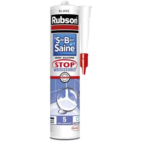 Mastic Sanitaires - RUBSON - 2690812 - Salle de bain saine - Stop Moisissures - Blanc - 280ml
