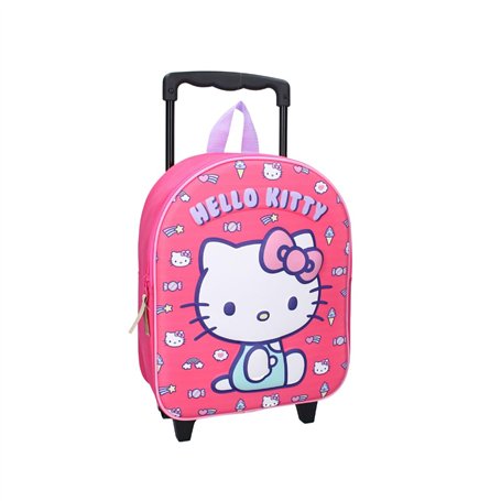 mybagstory - Sac à Dos à roulettes 3D Hello Kitty pour Fille – 3D – Rose - Enfant - Ecole - Maternelle - Garderie - Cartable Fil