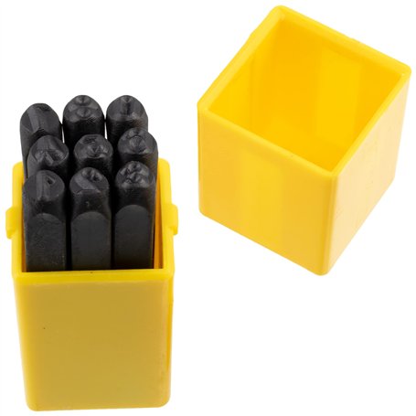 AERZETIX - C45939 - Lot/Jeu/Kit de 9 Chiffres pour Gravure de 0 à 8 à Frapper 5mm - Boîtier/Support pour Poinçons - Tampon/Symbo