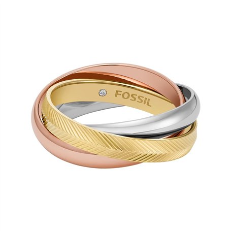 Fossil JF048079987 Harlow Bague pour femme en acier inoxydable tricolore